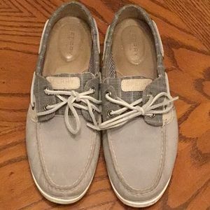Sperry Songfish Leather and Textile Boat Shoe Gray